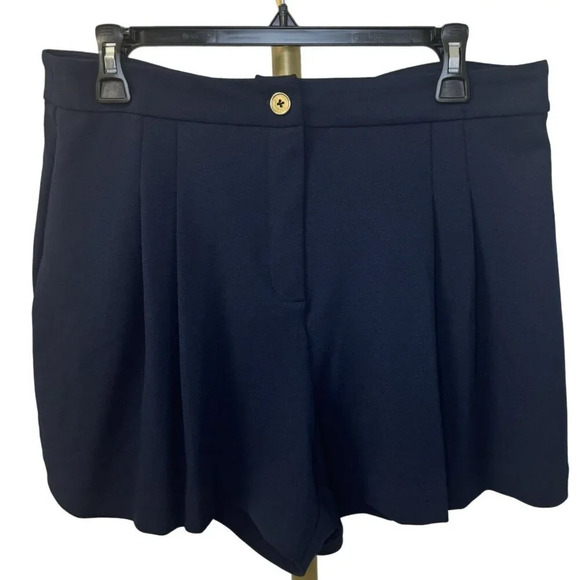 Michael Kors Pleated Shorts Women's Midnight Blue Shorts Size 10 - Picture 1 of 3